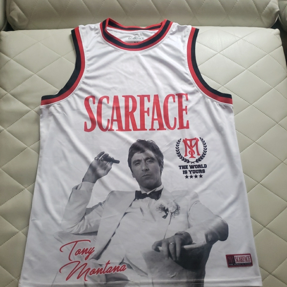 Mens Scarface The World Is Yours Tony Montana Graphic Basketball Jersey Size M